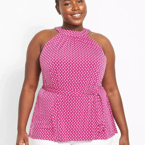Lane Bryant Gloria Floral Swing Halter-Neck Belted Knit Top Size in 34/36